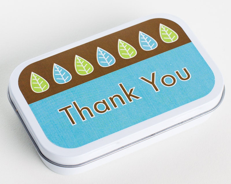 Set of 8 Gift Tins- Thank You Leaves // Party Favor Tins // Favor Boxes // Gift Boxes