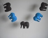 brown and blue elephant garland