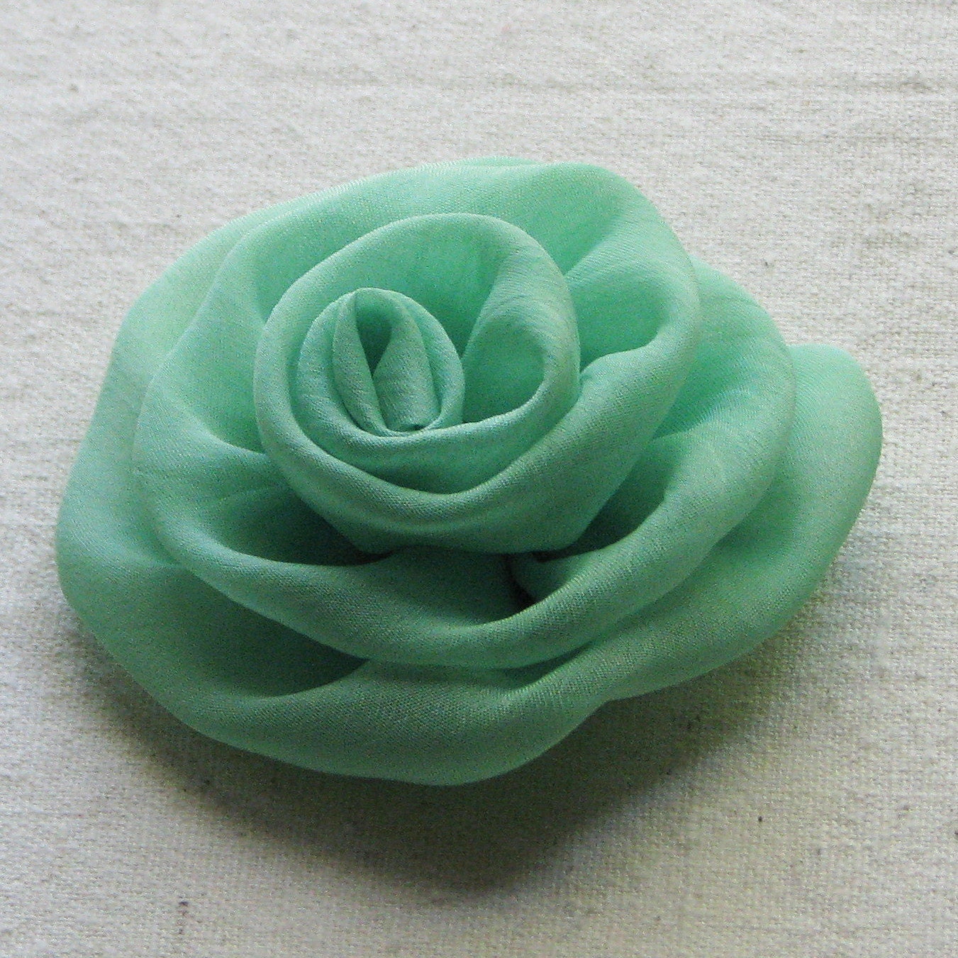 Rose hair clip  in mint green chiffon, medium