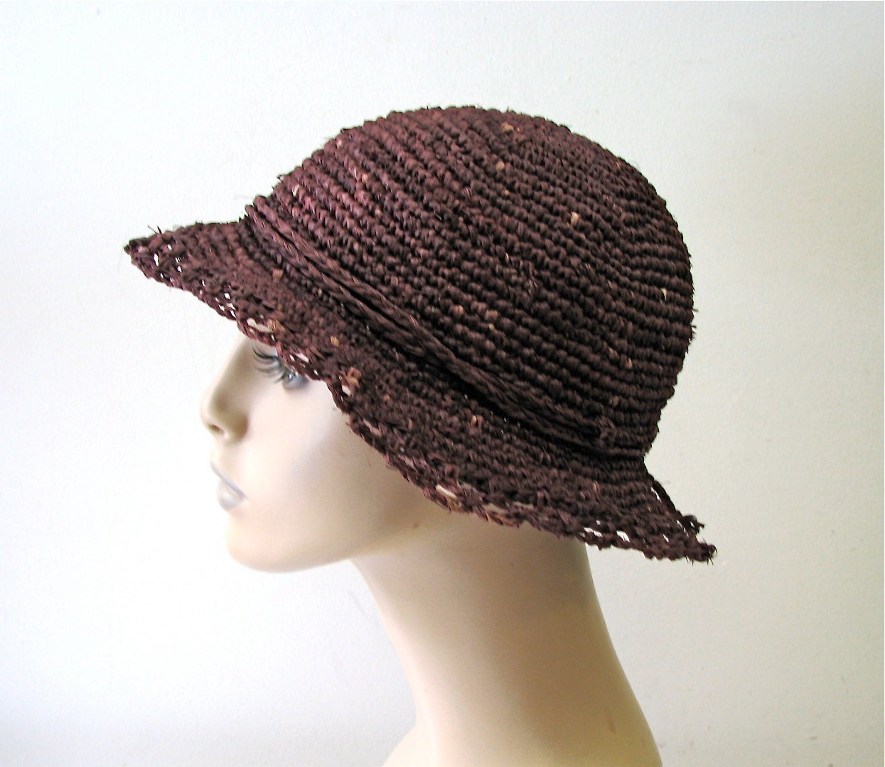 Crochet Sun Hat - Genuine Natural Madagascar Raffia / Straw Sun Hat