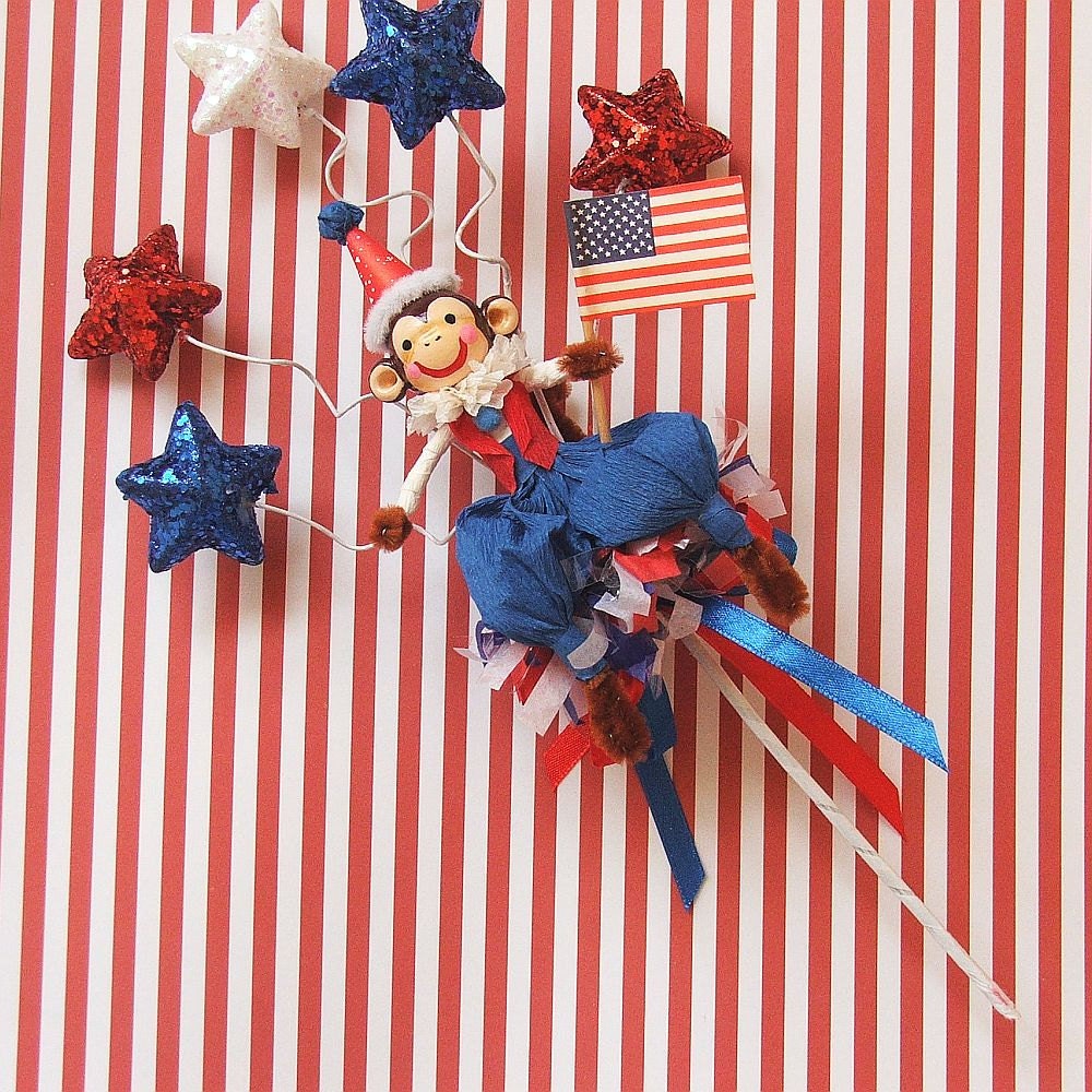 4th of July Monkey Decoration/Cake Topper/Centerpiece