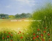 Original Oil Painting "Red Poppies" 4x4 in 9x9 Double Mount Sandie Coe Art on Etsy