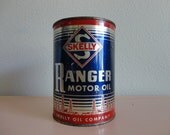 VINTAGE skelly oil company 1 quart OIL CAN - vintage advertising