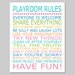 Playroom Rules - 11x14 Quote Print - Modern Nursery Childrens Decor - Kids Wall Art - Choose Your Colors