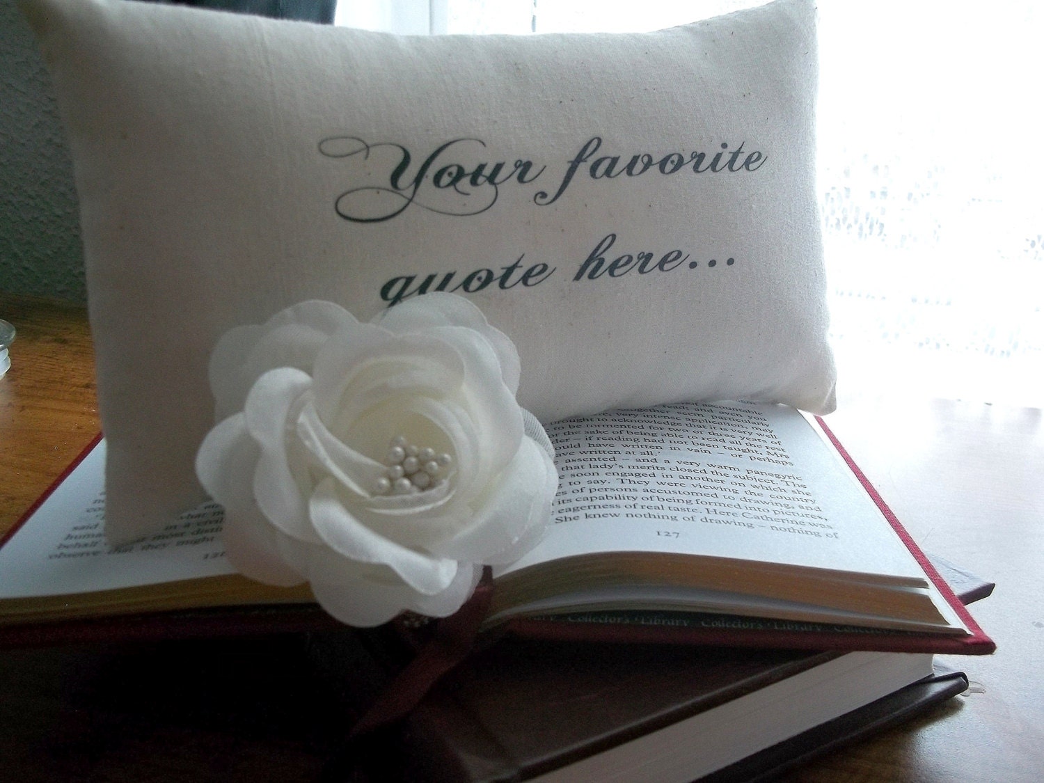 Customized Quotation Mini Pillow-Your  Favorite Quote Here-Black Toile