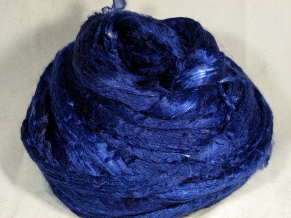 Bombyx Cultivated Silk Combed Top - Cobalt - 1oz