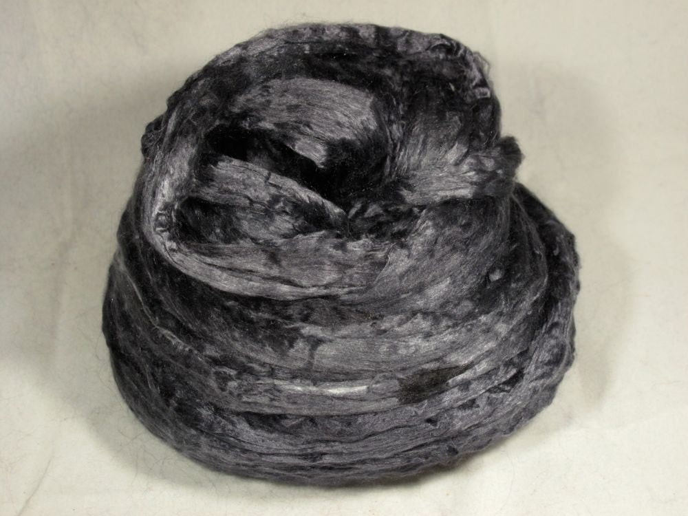 Bombyx Cultivated Silk Combed Top - Charcoal - 1oz