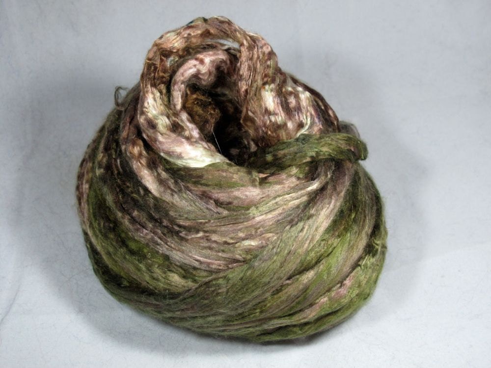 Bombyx Cultivated Silk Combed Top - Khaki Olive B - 1oz