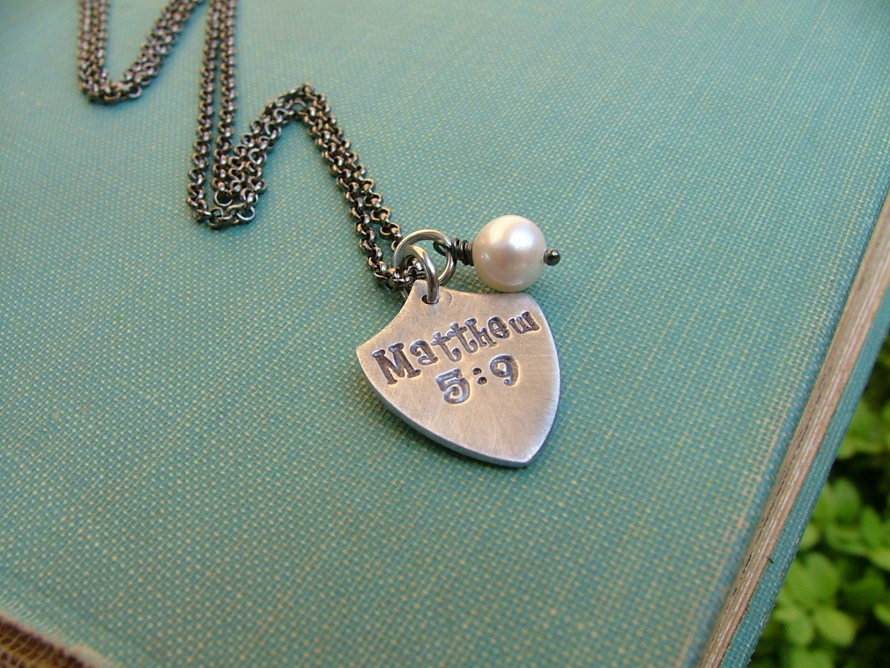 Blessed are the peacemakers... Matthew 5:9 I Wear His Badge With Pride Custom Hand Stamped Aluminum Officers Necklace by MyBella