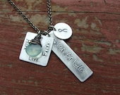 Hope Love Faith Sisters for Life Cancer Support Necklace  with Wire Wrapped Blue Chalcedony by MyBella