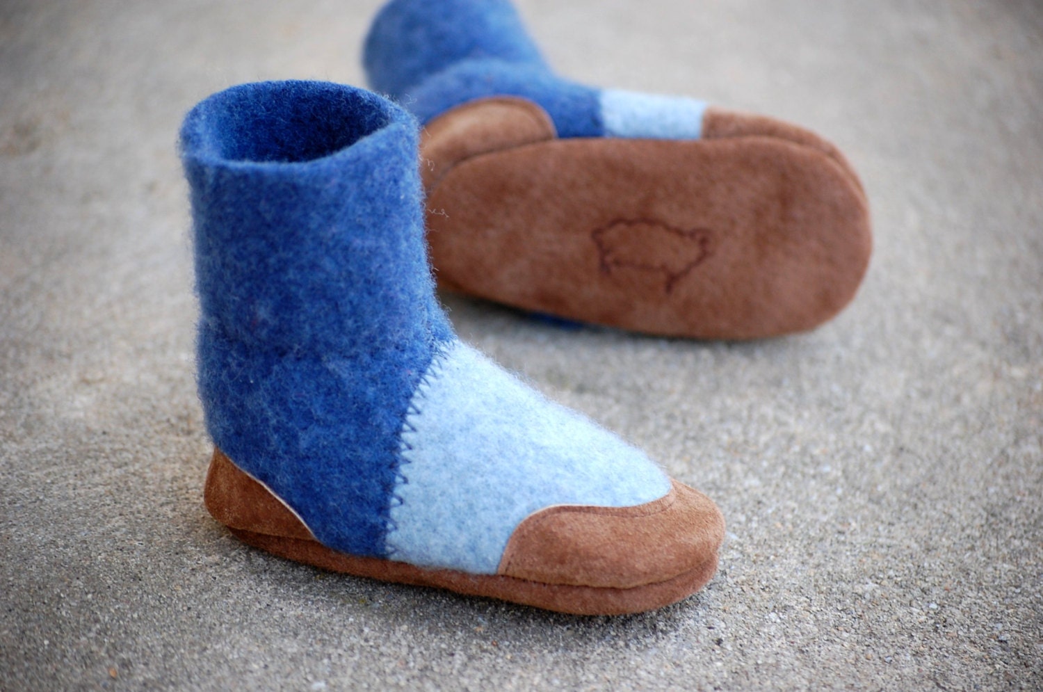 Baby Shoes, Wool Toddler Slippers, Leather Soles, size 0-12, 6-18, 12-24 months, All of the Rowboats