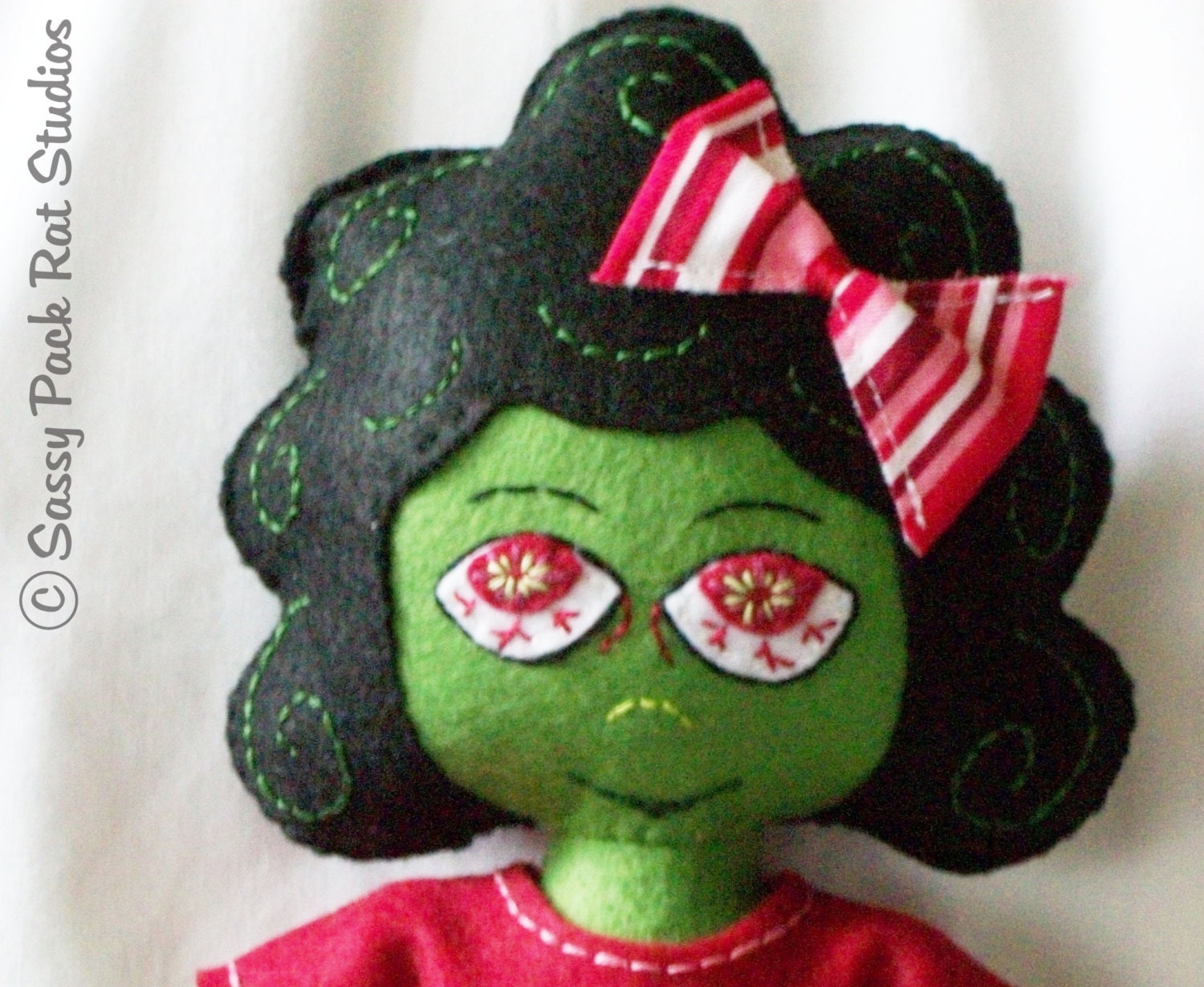 OOAK Zombie Girl, 12.5 inch, Eco Felt, Miniature, Monster, Art Doll