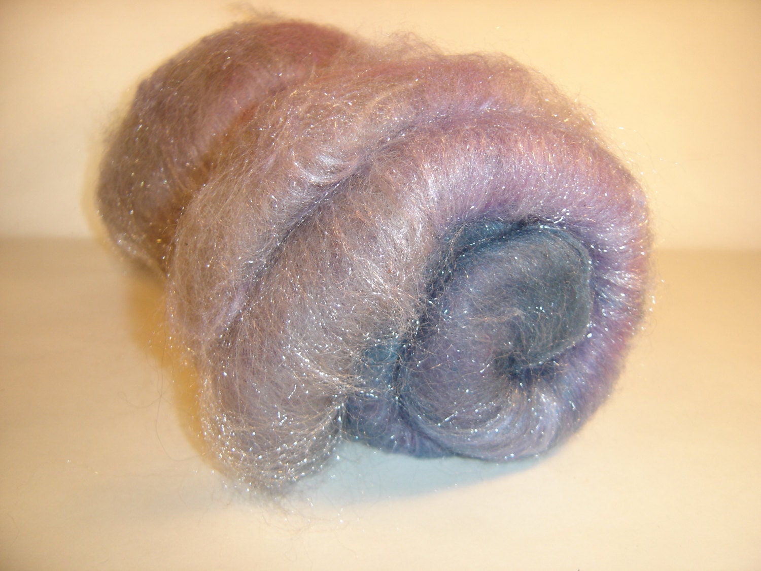 Batt , Roving, Spinning batt, Midnight   2  oz  Llama,  wool,  Fire star, and bamboo in Purple, grey, silver, navy blue