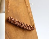 Rose Gold, Copper Glass Beaded Woven Tube - BeadWoven Necklace -Cimbicid Jewellery