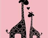 Adorable mama and baby giraffe - vinyl wall decal for your little one's room