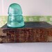 Vintage Glass Beehive Insulator Blue Green Industrial Home Decor