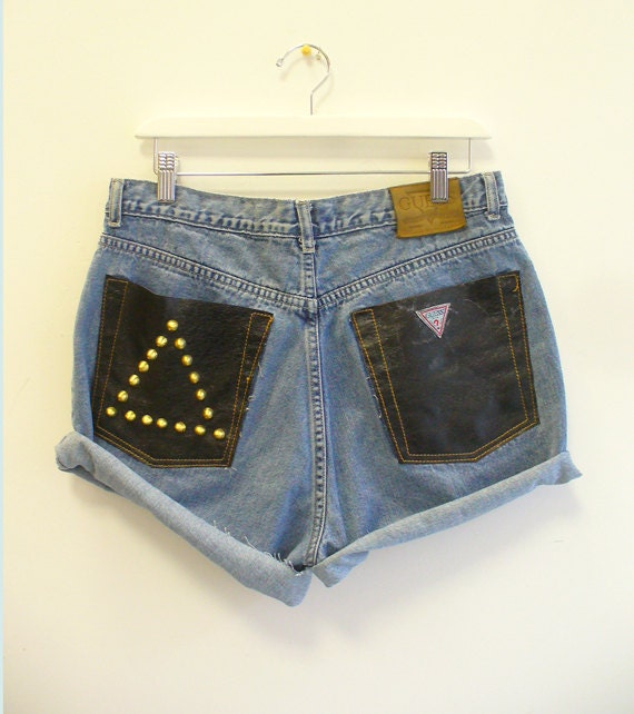 Delta Studded Leather Pocket Guess Jean Cut-Offs