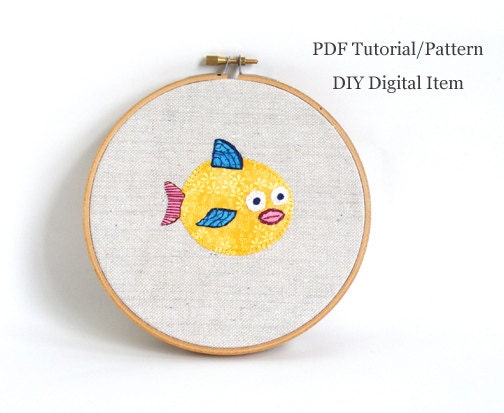 PDF Digital Pattern - New - Blowfish Embroidery Tutorial and Applique Pattern. ePattern by Lovable Designs on etsy