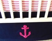 custom crib skirt with anchor applique