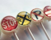 Traffic signs construction theme party hard candy edible images lollipop - 7 pc. - MADE TO ORDER - VintageConfections