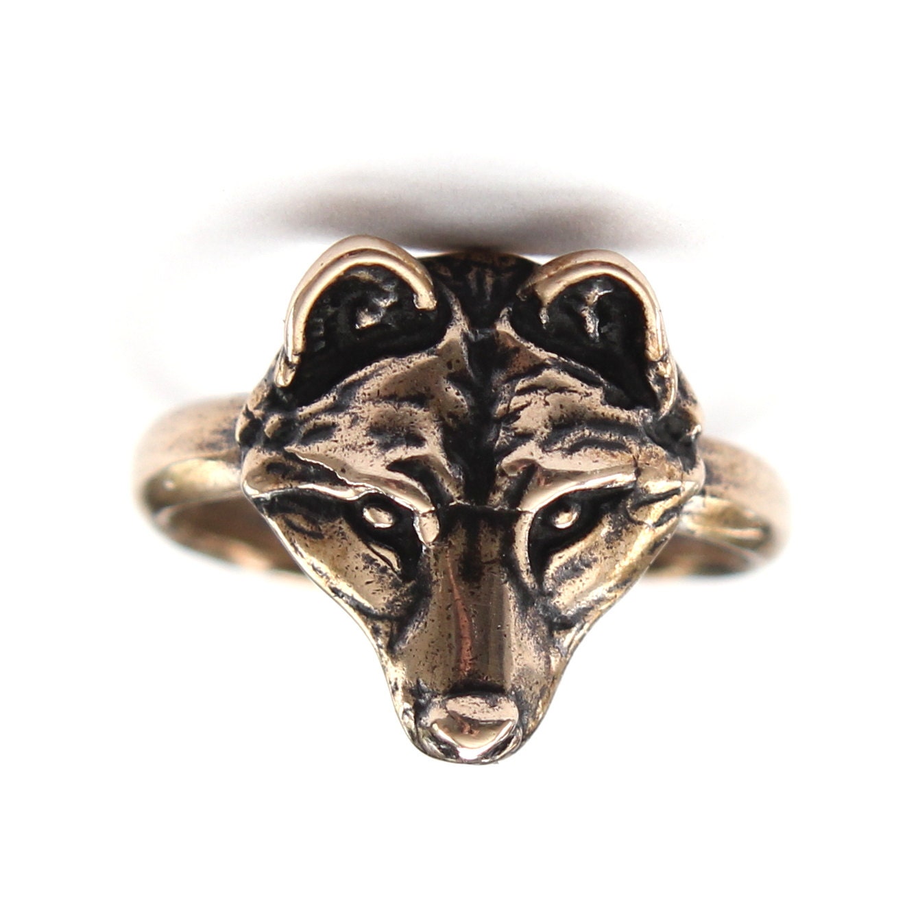 My Little Bronze Wolf Face Ring