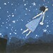 Flying Girl and the Night of Brooklyn Poetry, or Black Out. limited edition print 1/50 of original acrylic painting by Rowena Murillo