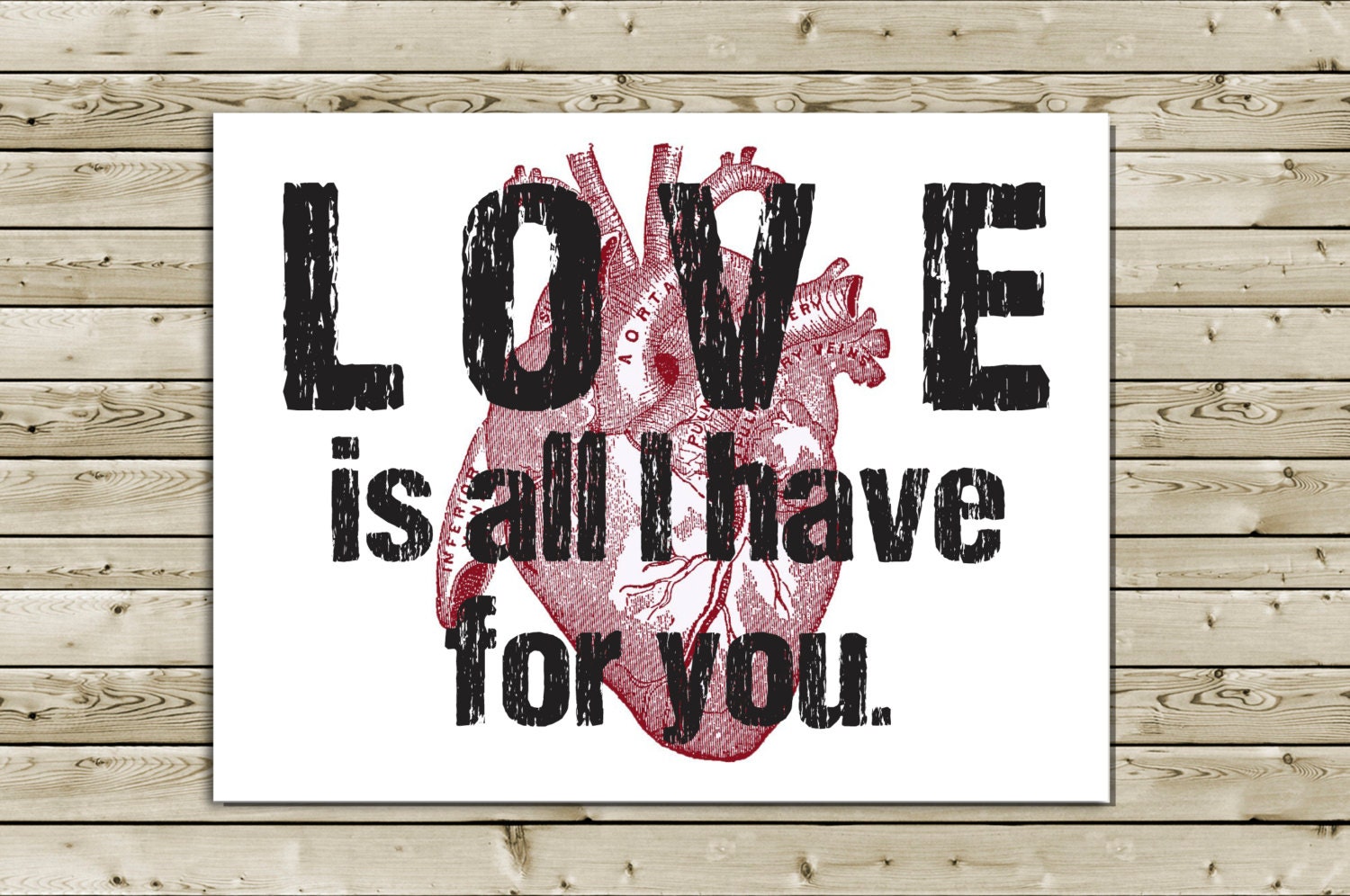 Simple Anatomical Heart I Love You Greeting Card -- Love is all I have for you