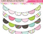 Multi Colored Polka Dots and Stripes Bunting Flags Clipart Clip Art for Commercial Use Instant Download