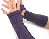 Arm Warmers in Frech Lilac Merino - Recycled Felted Wool - Fingerless Gloves - Sleeves