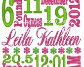 Custom Birth Announcement Embroidery Design - 3 digital files-----DIGITIZING SERVICE-----