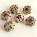 Fabric Buttons Autumn Flowers 6 Small Fall Terracotta, Yellow, Brown and Beige Floral and Leaves Fabric Covered Buttons