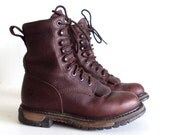 Vintage Rocky brown leather lace up work boots Size 7