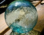 Glass Fishing Float Collectible, Cerulean Ice 3 PC, Nautical Decor, Ocean Decor, Fishing Decor, Coastal Cottage, Beach Cottage, Garden Decor