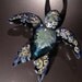 Implosion Sea Turtle Pendant, wearable art, handmade borosilicate glass, with satin cord, clasp and gift bag, unique gift, FREE SHIPPING