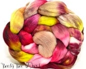 Polwarth wool roving hand painted combed top spinning or felting fiber - 4.1 oz - HAPPY TALK