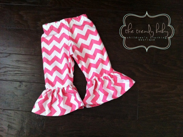 PINK Chevron Ruffle Pants.... sizes 3m to 6Y