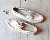 white deck shoes / leather topsiders / leather boat shoes