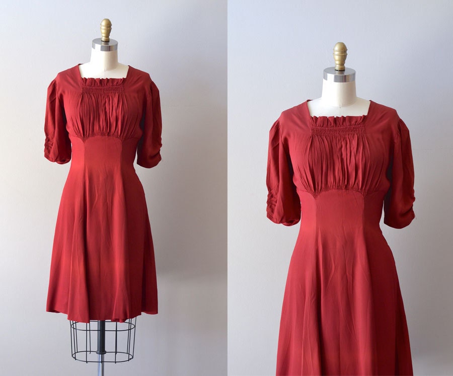 vintage 30s dress / red 1930s dress / Lindy Hop dress