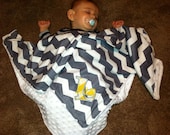 Baby Girl or Boy Reversible Blanket with Minky Personalized Monogram Name and Initial Appliqué You Choose Fabrics