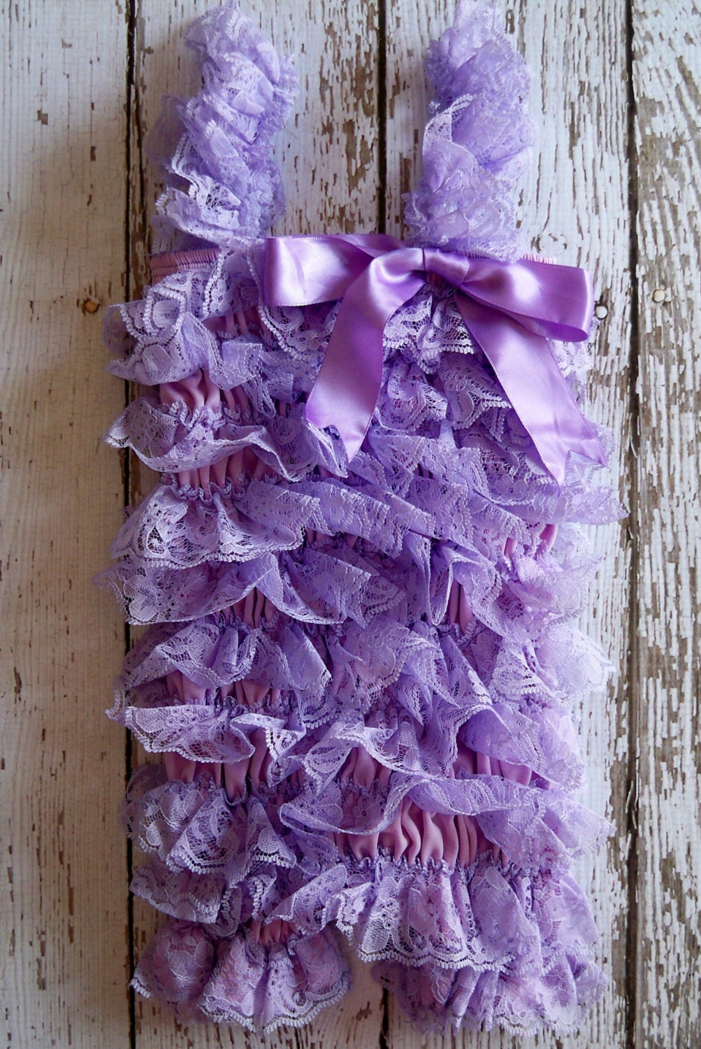 Petti Lace Ruffle Romper LAVENDER Purple Straps Vintage Inspired Pettiromper Photography Prop 18 24 months 2 3 2t 3t  Medium