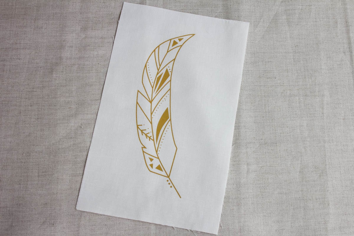 Geometric Feather Panel Hand Screen Printed (A)