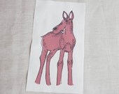 Baby Moose Panel Hand Screen Printed 6" x 11"
