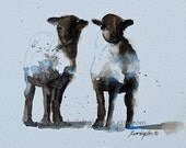 baby girl Nursery Art PRINT Sheep Print Nursery artwork Children wall art print Shabby Chic art 8x10 white black chocolate brown blue lamb