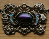 Vintage Violet Eye Brass Necklace