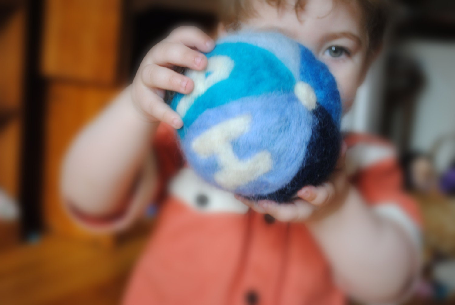 Personalized Wool Ball Toy - Custom Eco Friendly Baby Toddler Ball with Name - Felted Waldorf Toy