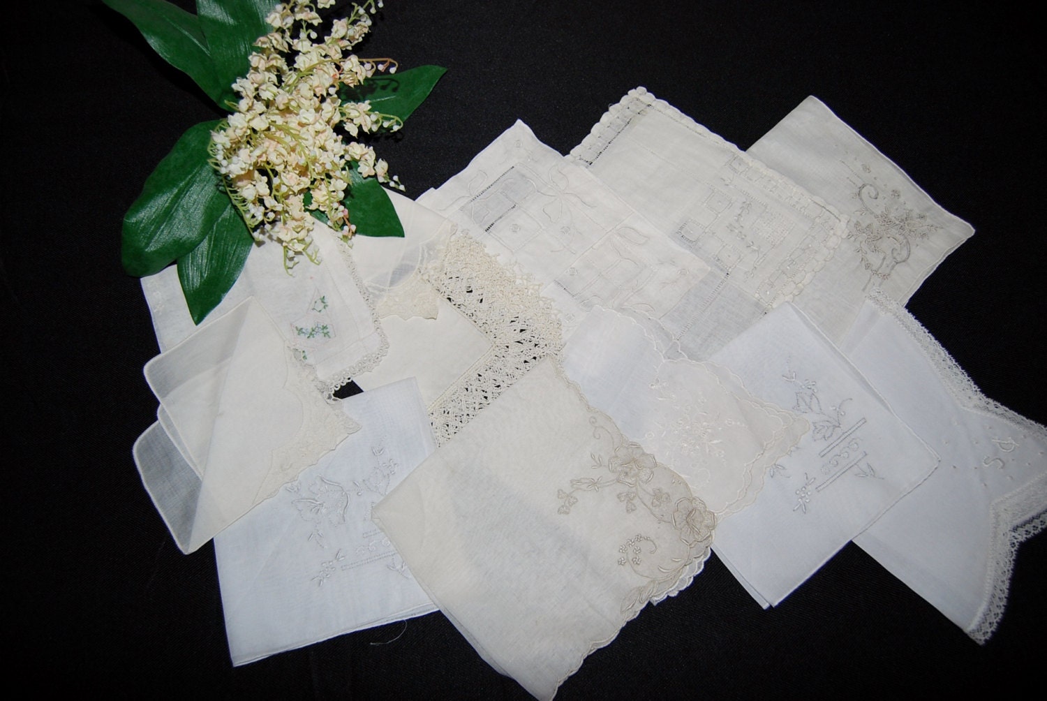 Vintage Hankie Bouquet of White & Ivory