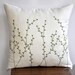 Pussy Willow Throw Pillow Cover, Decorative Pillow Cover, Cream Pillow Fresh Green Floral Embroidery, Pillow Accent, Pillow Case 18 x 18