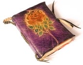 Purple Pocket Size Leather Journal with Rose