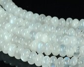 ON SALE White MOONSTONE blue flash gemstone beads 8mm rondelle beads - 8 inches