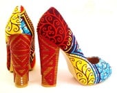 Ankara  Block Heel Peep Toes (NOMALI)